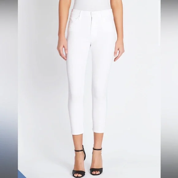 MOTHER The Looker Crop White Straight Leg Ankle Crop Jeans Glass Slipper White - Picture 3 of 15